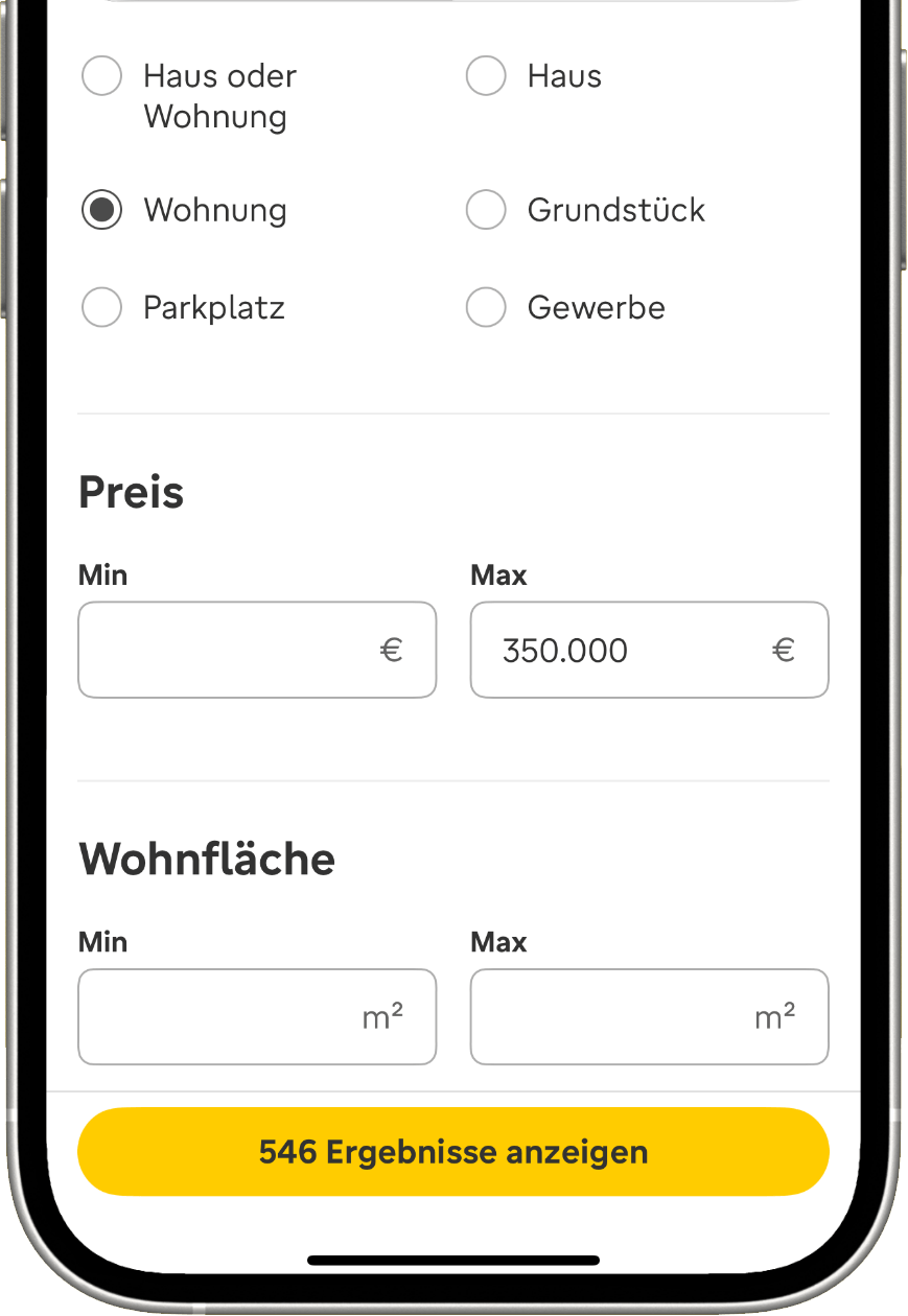 Immobiliensuche per Ort, Umkreis oder GPS